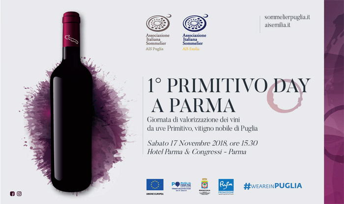 1 PRIMITIVO DAY A PARMA
: Giornata di valorizzazione dei vini da uve Primitivo,
: vitigno nobile di Puglia.